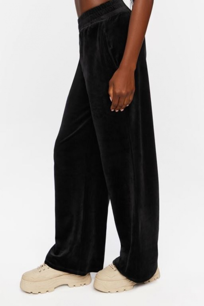 Pantalon Forever 21 Velour Wide Leg Mujer Negras | xCHfDChQ00f