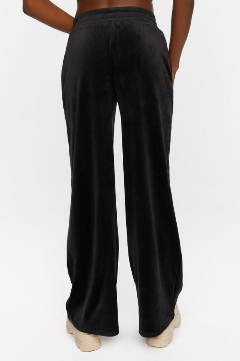 Pantalon Forever 21 Velour Wide Leg Mujer Negras | xCHfDChQ00f