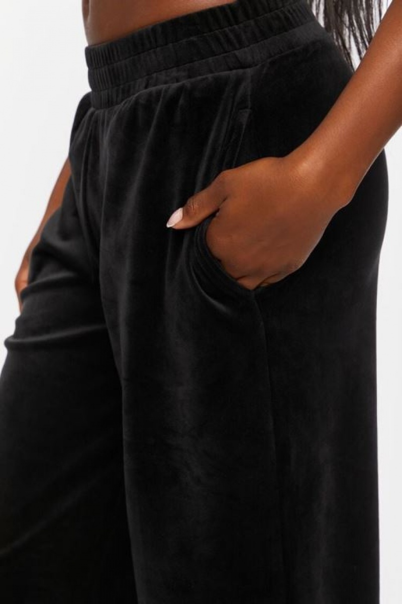 Pantalon Forever 21 Velour Wide Leg Mujer Negras | xCHfDChQ00f