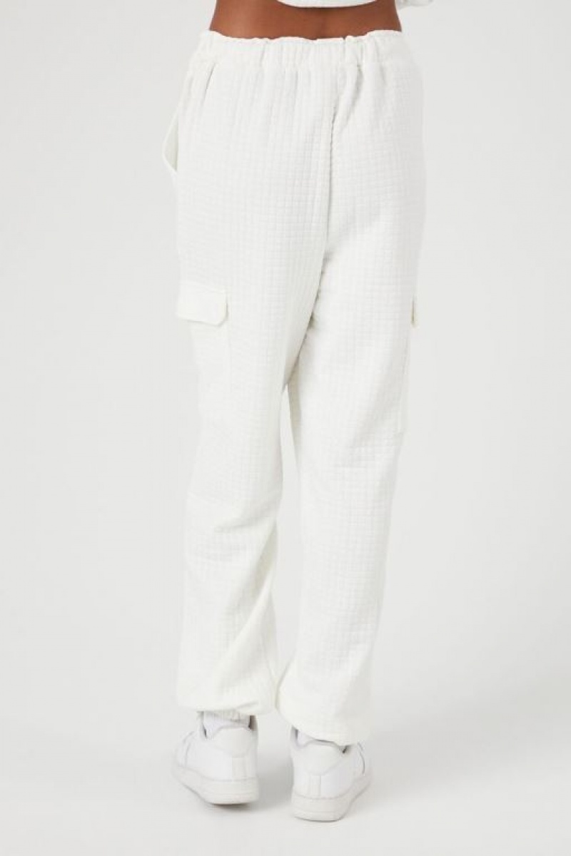 Pantalon Forever 21 Waffle Knit Cargo Mujer Creme | hLf94IzozW0