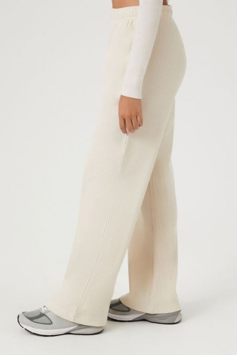 Pantalon Forever 21 Waffle Knit Mujer Beige | ARFxCFIUeBm