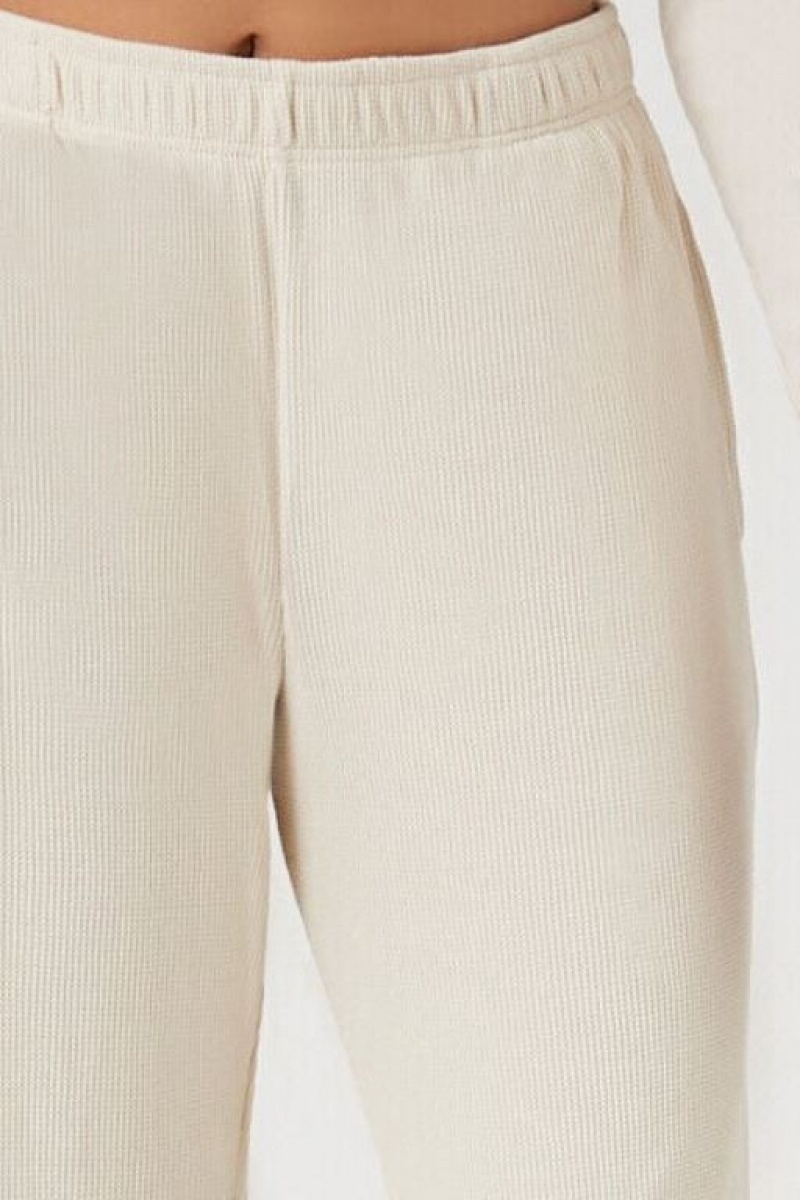 Pantalon Forever 21 Waffle Knit Mujer Beige | ARFxCFIUeBm