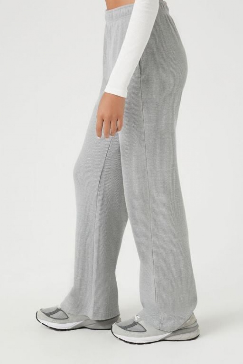 Pantalon Forever 21 Waffle Knit Mujer Gris | 3N5b4xbNgc2