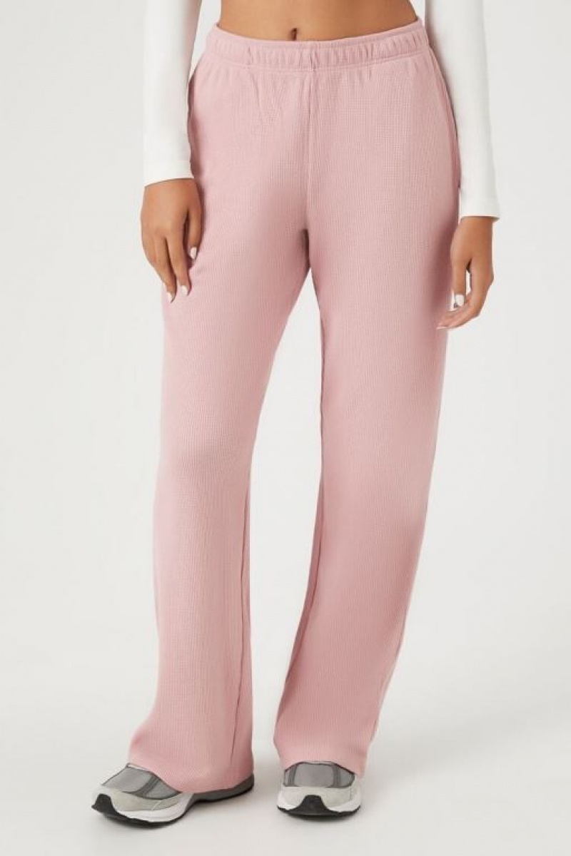 Pantalon Forever 21 Waffle Knit Mujer Rosas | 4fQUDMJ9jnp