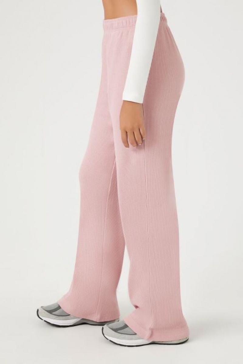 Pantalon Forever 21 Waffle Knit Mujer Rosas | 4fQUDMJ9jnp