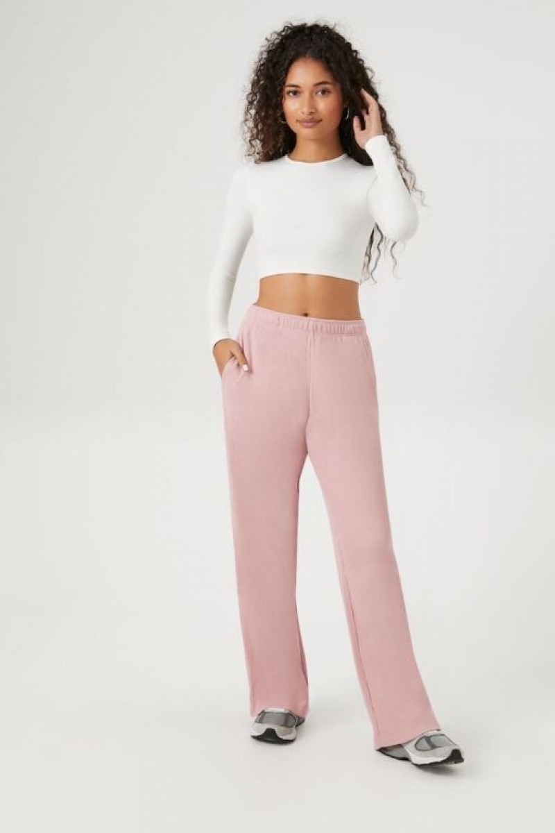 Pantalon Forever 21 Waffle Knit Mujer Rosas | 4fQUDMJ9jnp