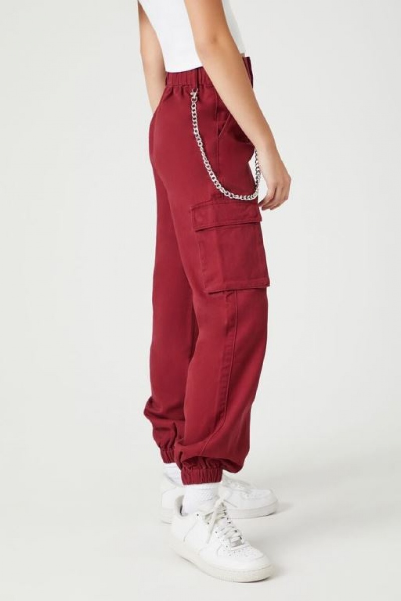 Pantalon Forever 21 Wallet Chain Cargo Joggers Mujer Burdeos | vqumDPzdF3I