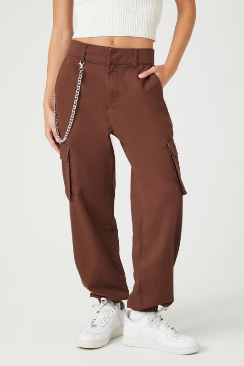 Pantalon Forever 21 Wallet Chain Cargo Joggers Mujer Cafe | BvoltRaayCA