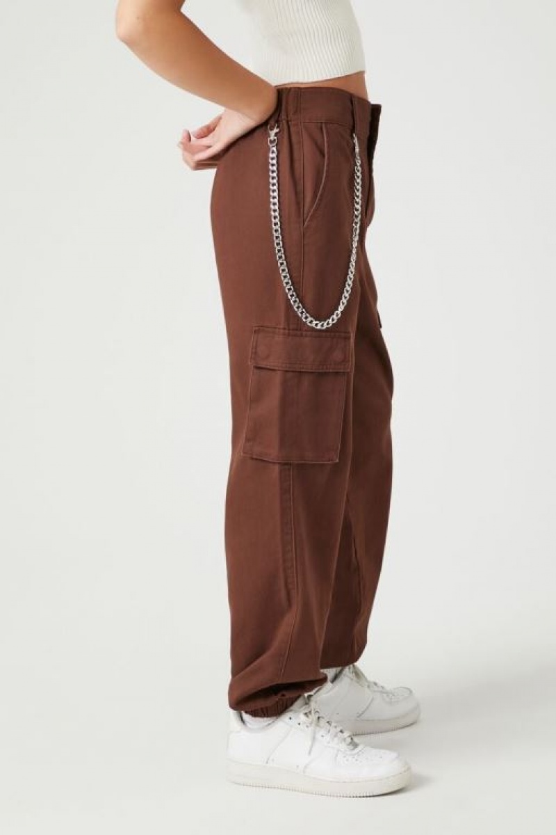 Pantalon Forever 21 Wallet Chain Cargo Joggers Mujer Cafe | BvoltRaayCA