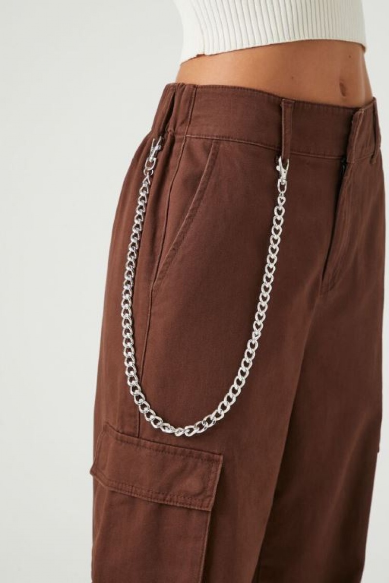 Pantalon Forever 21 Wallet Chain Cargo Joggers Mujer Cafe | BvoltRaayCA