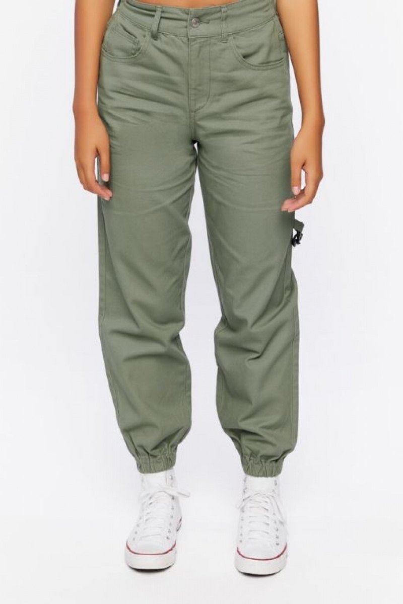 Pantalon Forever 21 Wallet Chain Twill Joggers Mujer Verde Oliva | irJoeR7thzN