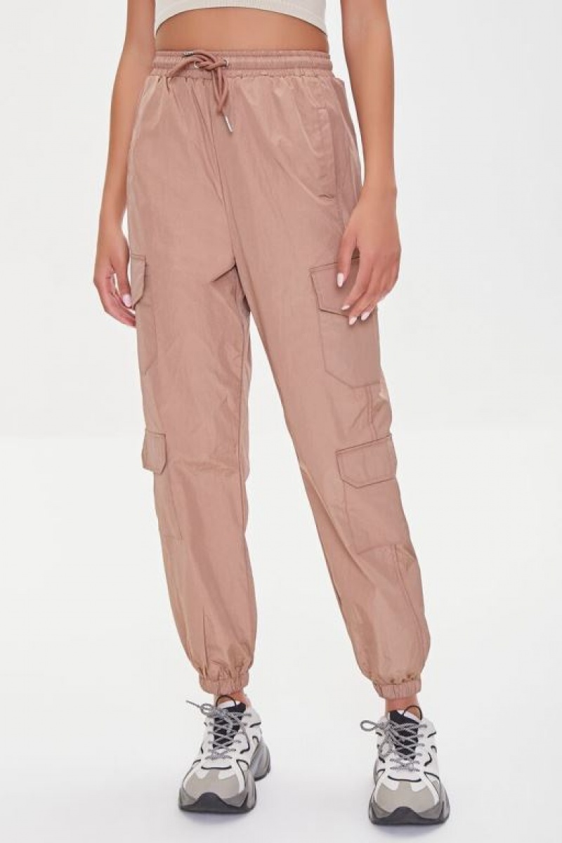 Pantalon Forever 21 Windbreaker Cargo Joggers Mujer Cocoa | tqNkJ8JIUQm