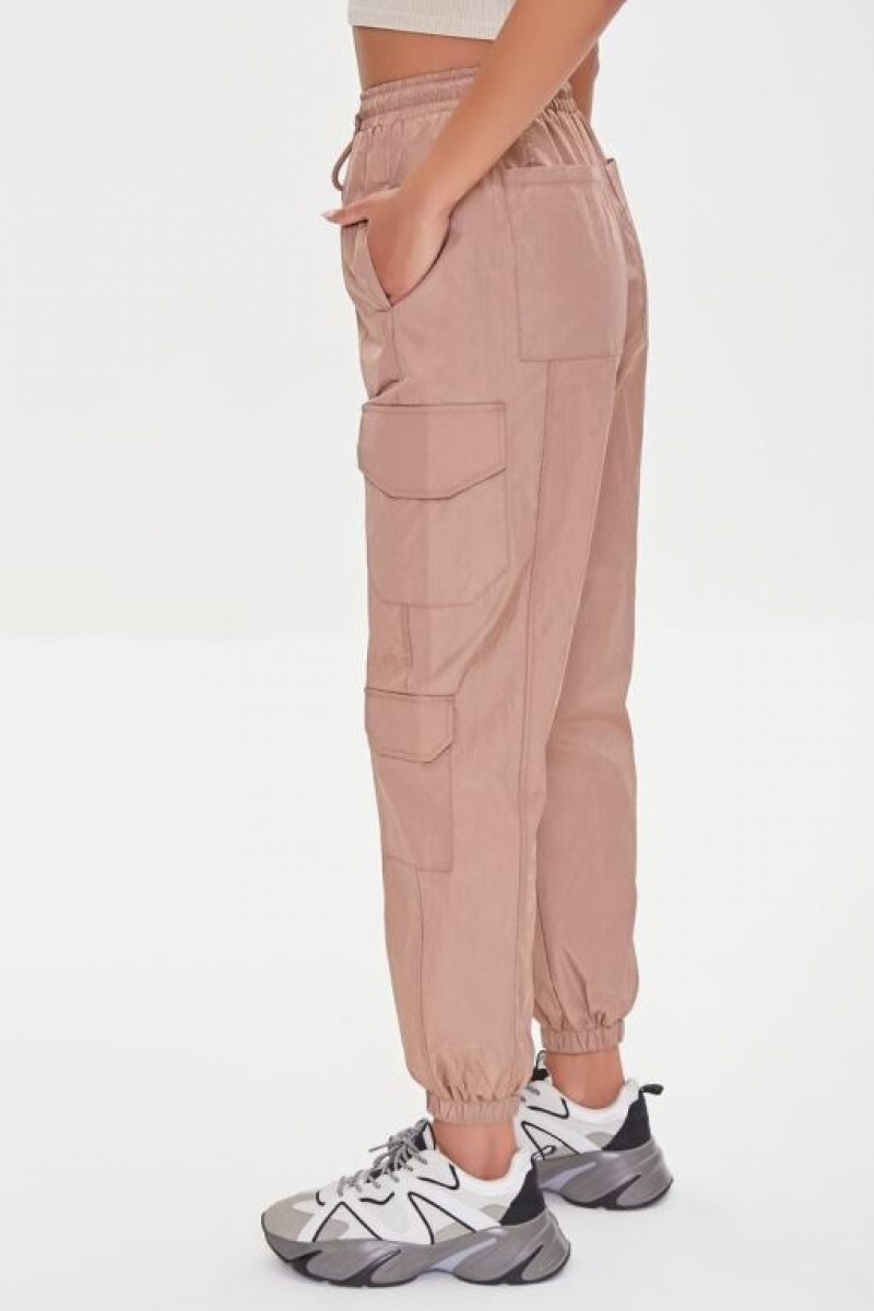 Pantalon Forever 21 Windbreaker Cargo Joggers Mujer Cocoa | tqNkJ8JIUQm