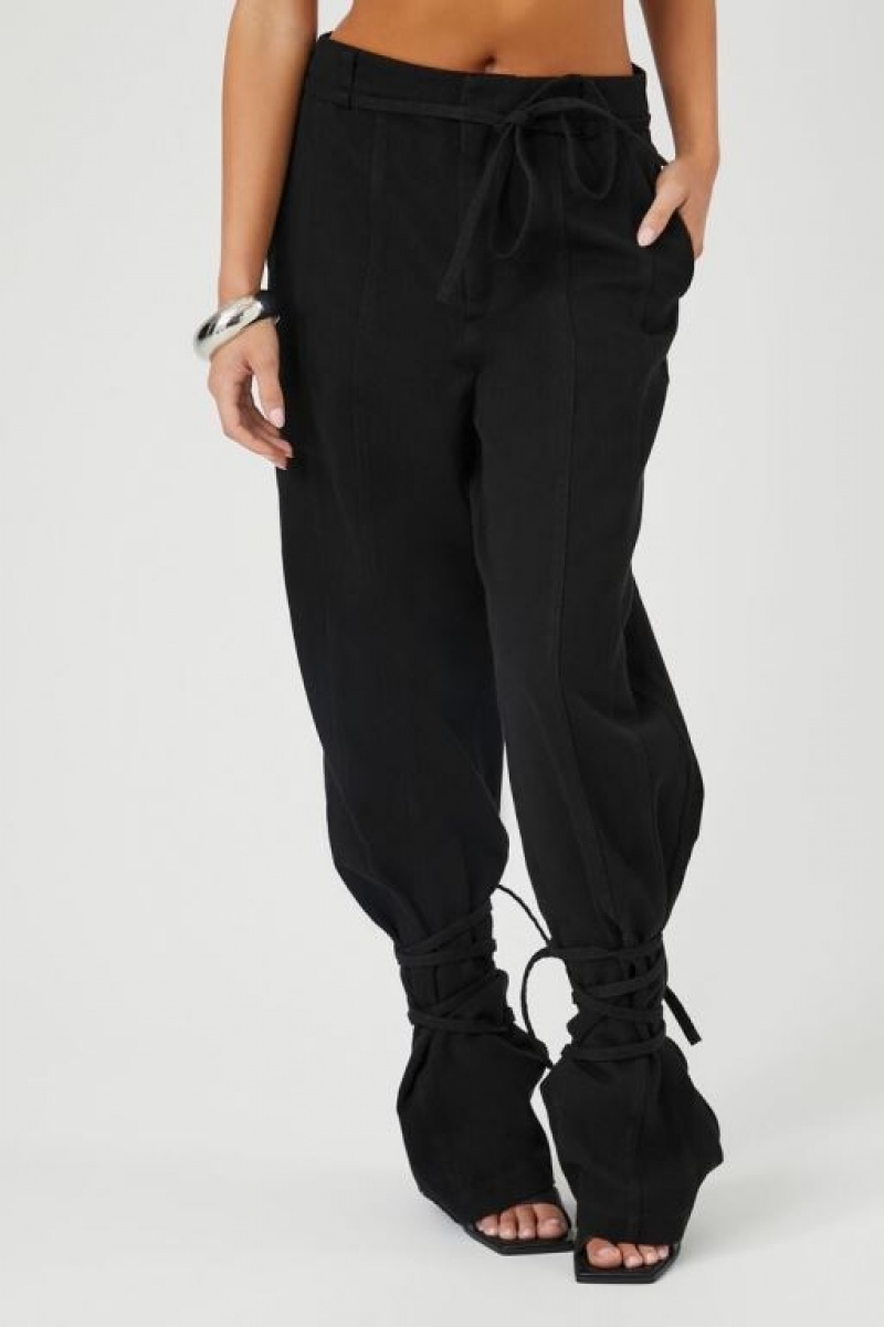 Pantalon Forever 21 Wraparound Drawstring Joggers Mujer Negras | cjaaewhmaOo