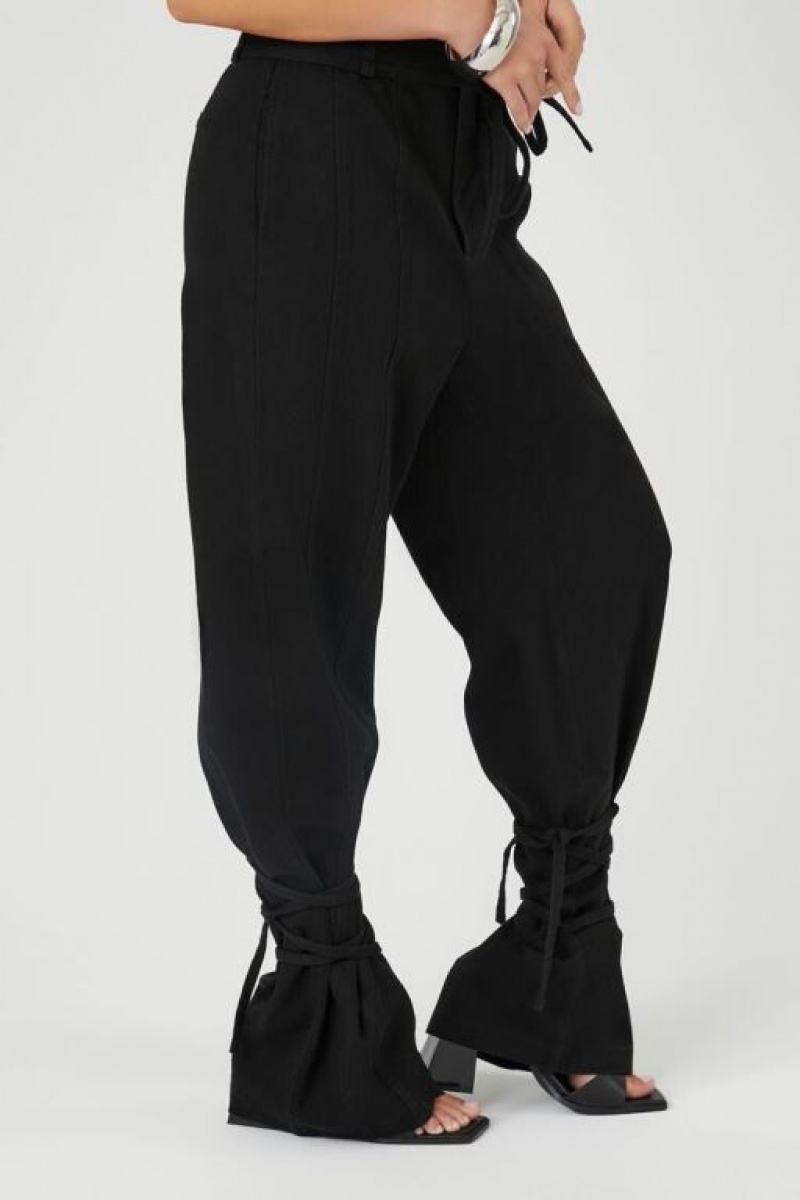 Pantalon Forever 21 Wraparound Drawstring Joggers Mujer Negras | cjaaewhmaOo