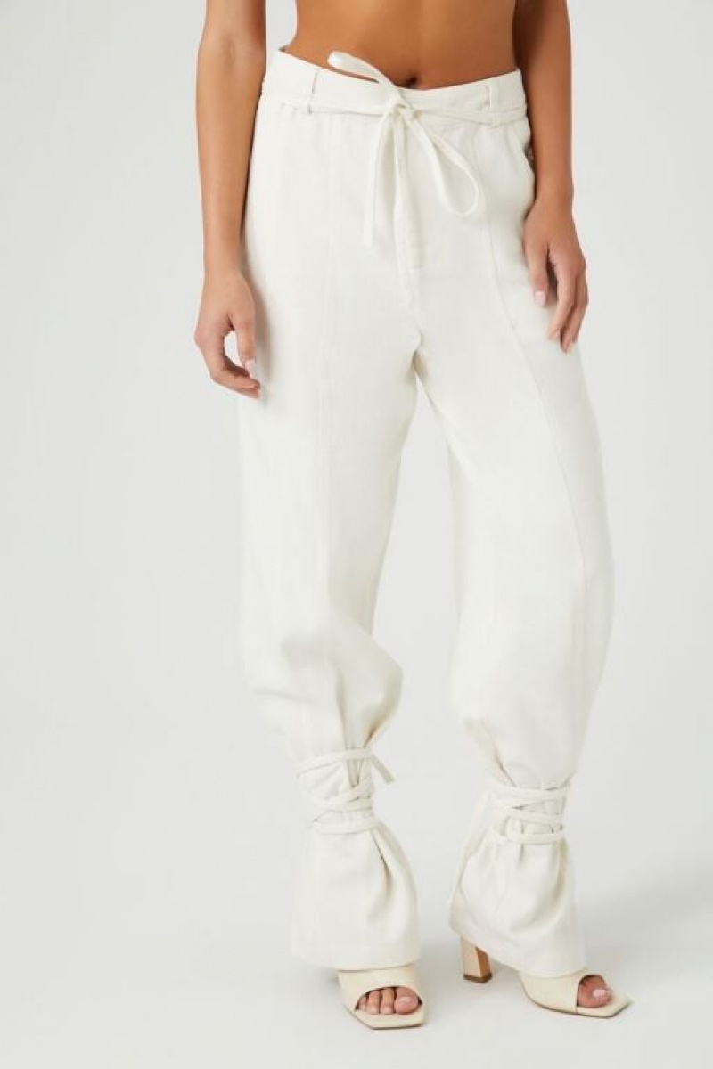 Pantalon Forever 21 Wraparound Drawstring Joggers Mujer Blancas | 1JJVXncOQzA