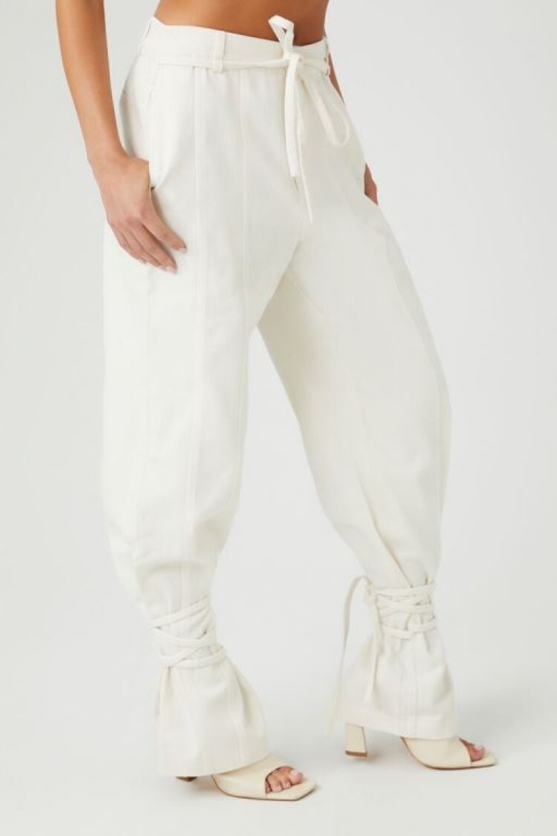 Pantalon Forever 21 Wraparound Drawstring Joggers Mujer Blancas | 1JJVXncOQzA