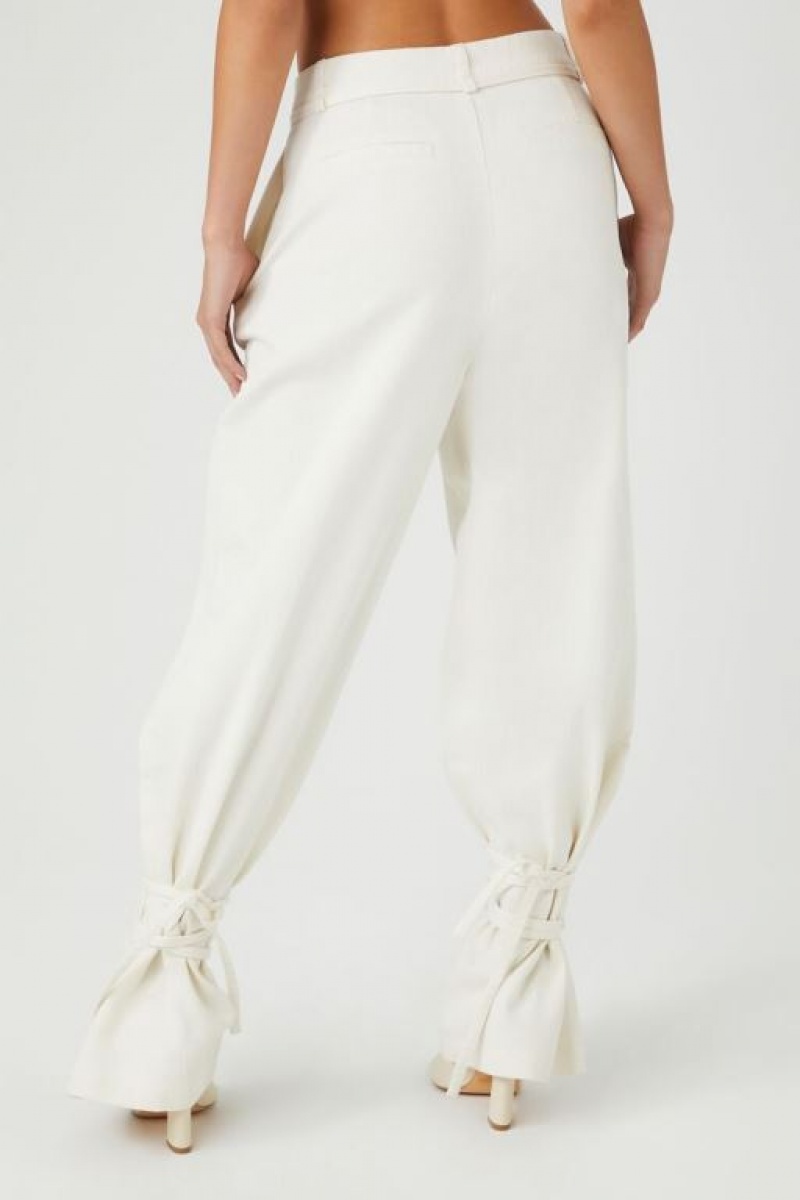 Pantalon Forever 21 Wraparound Drawstring Joggers Mujer Blancas | 1JJVXncOQzA