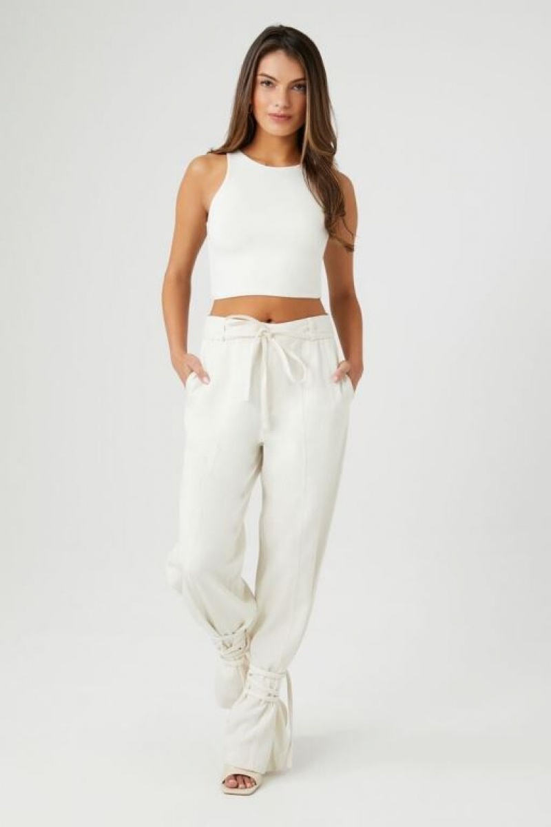 Pantalon Forever 21 Wraparound Drawstring Joggers Mujer Blancas | 1JJVXncOQzA