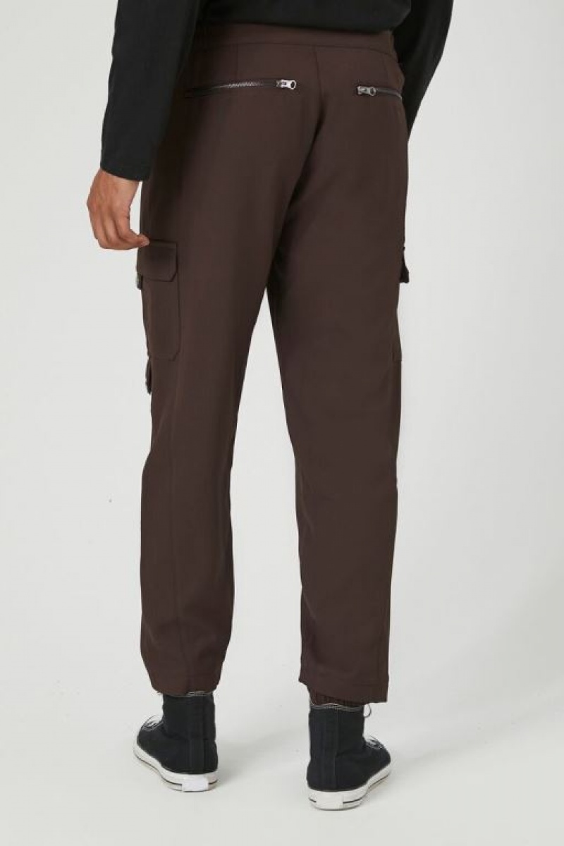 Pantalon Forever 21 Zippered Mid Rise Cargo Joggers Hombre Cocoa | HLtKpyEizFI