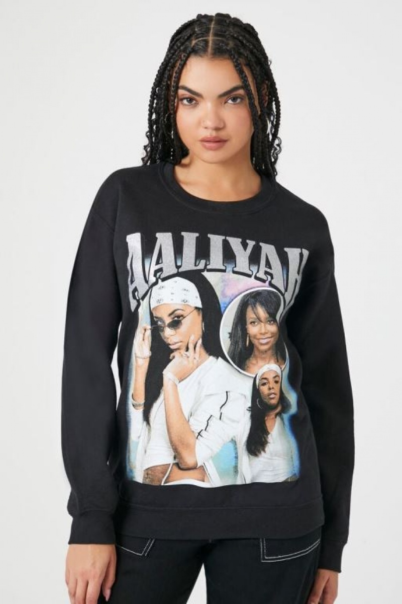 Pullover Forever 21 Aaliyah Estampadas Mujer Negras Multicolor | UpU2UuGKHWQ