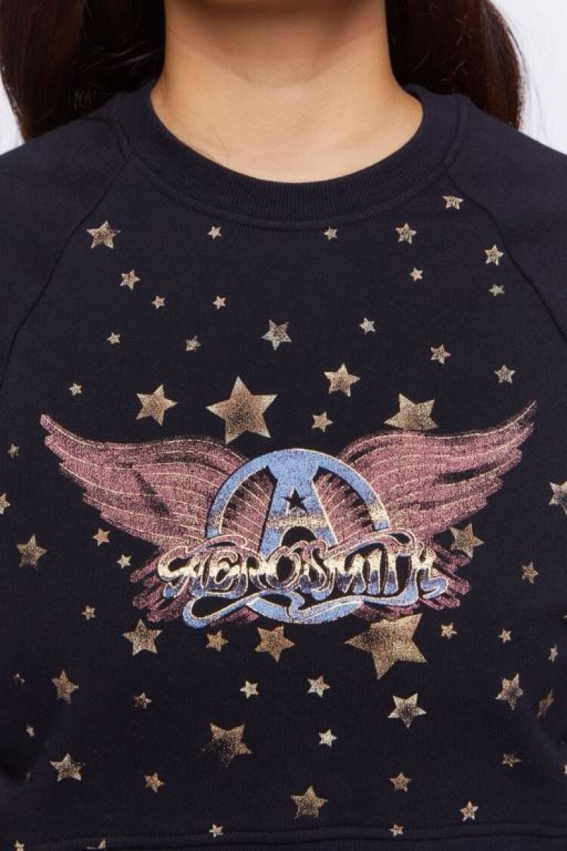 Pullover Forever 21 Aerosmith Foil Estampadas Mujer Negras Multicolor | 7Wt9yQXzbEY