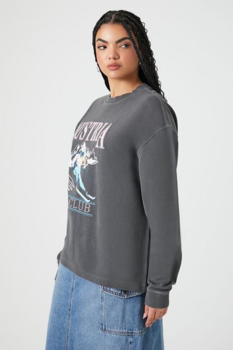 Pullover Forever 21 Austria Ski Club Estampadas Mujer Gris Multicolor | PKcJuevNAuf