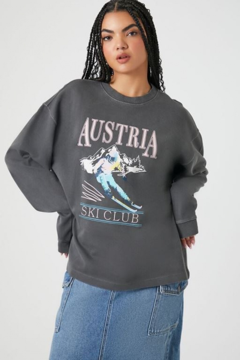 Pullover Forever 21 Austria Ski Club Estampadas Mujer Gris Multicolor | PKcJuevNAuf