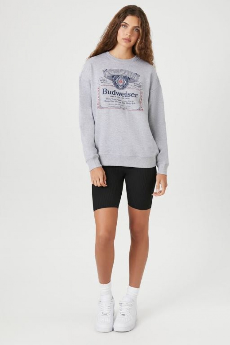 Pullover Forever 21 Budweiser Estampadas Mujer Gris Multicolor | LBMEOBfAzfB