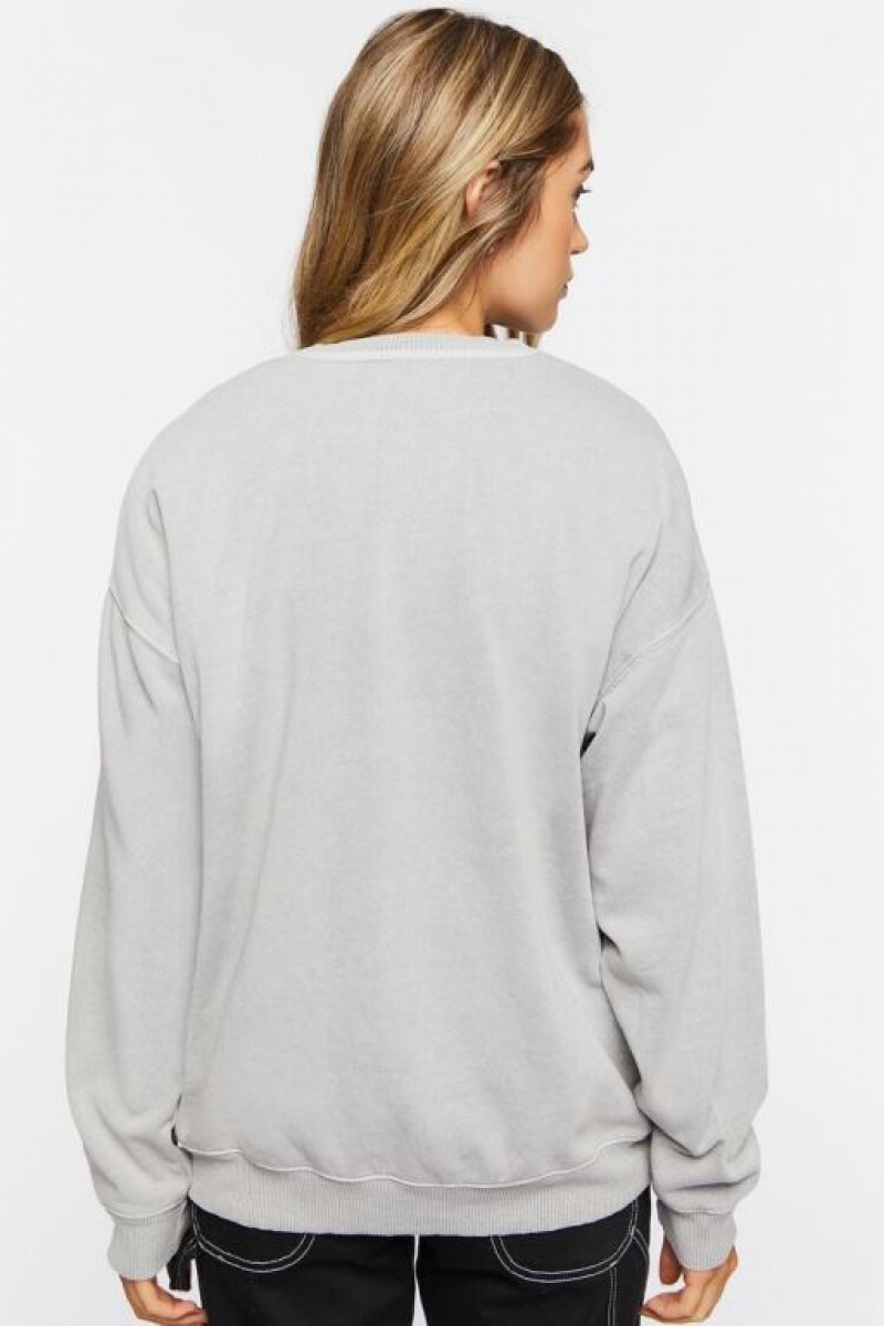 Pullover Forever 21 Cbgb Estampadas Fleece Mujer Gris Blancas | swSwquwnKt4