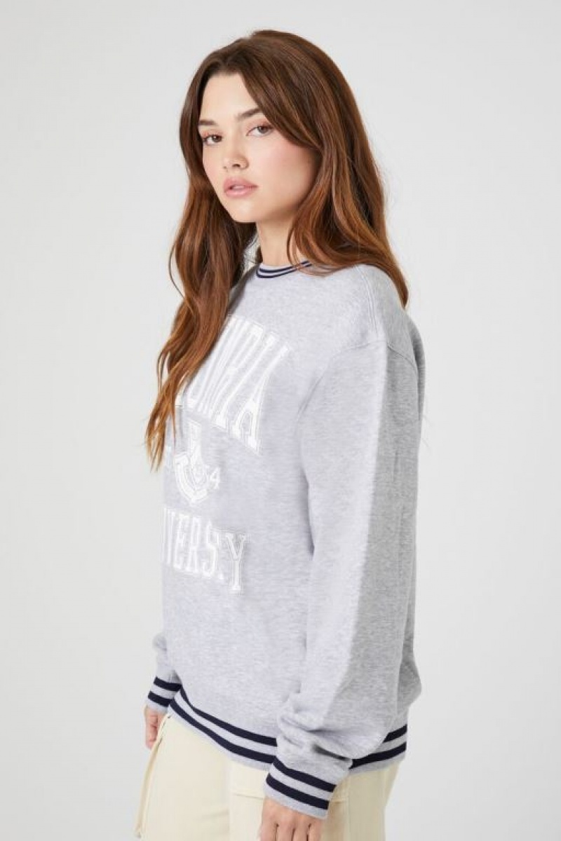 Pullover Forever 21 Columbia University Estampadas Mujer Gris Multicolor | Bs1u9nIczni