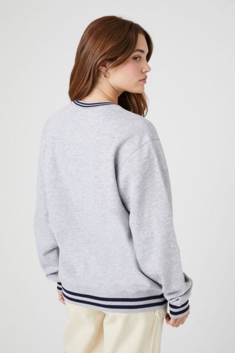 Pullover Forever 21 Columbia University Estampadas Mujer Gris Multicolor | Bs1u9nIczni