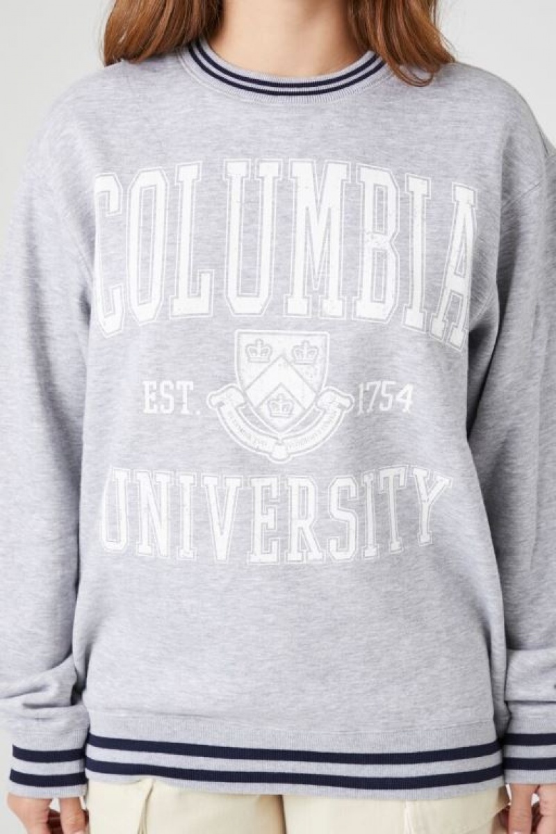 Pullover Forever 21 Columbia University Estampadas Mujer Gris Multicolor | Bs1u9nIczni