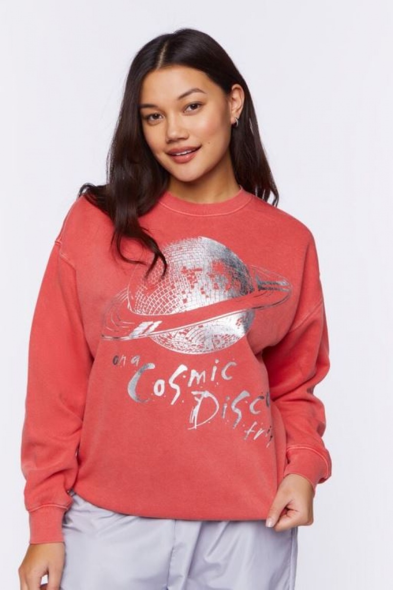 Pullover Forever 21 Cosmic Disco Trip Estampadas Mujer Rojas Multicolor | YHuthtYCs2v