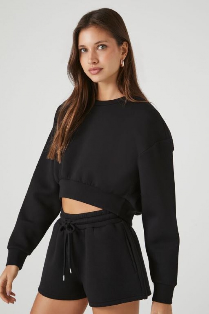 Pullover Forever 21 Cropped Drop Sleeve Mujer Negras | hdVIUl1XSsx