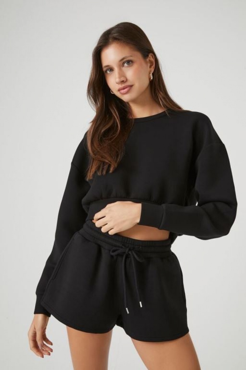 Pullover Forever 21 Cropped Drop Sleeve Mujer Negras | hdVIUl1XSsx