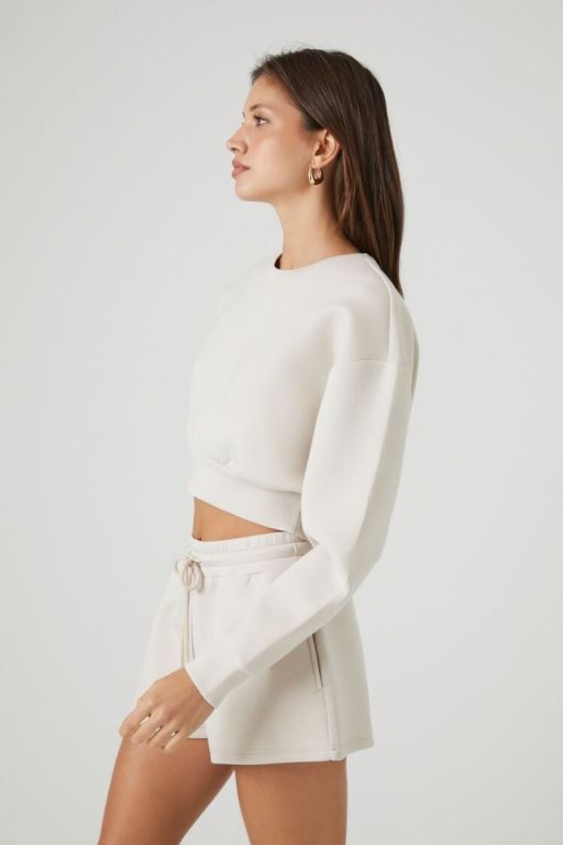 Pullover Forever 21 Cropped Drop Sleeve Mujer Birch | 7T9edLiDe2g