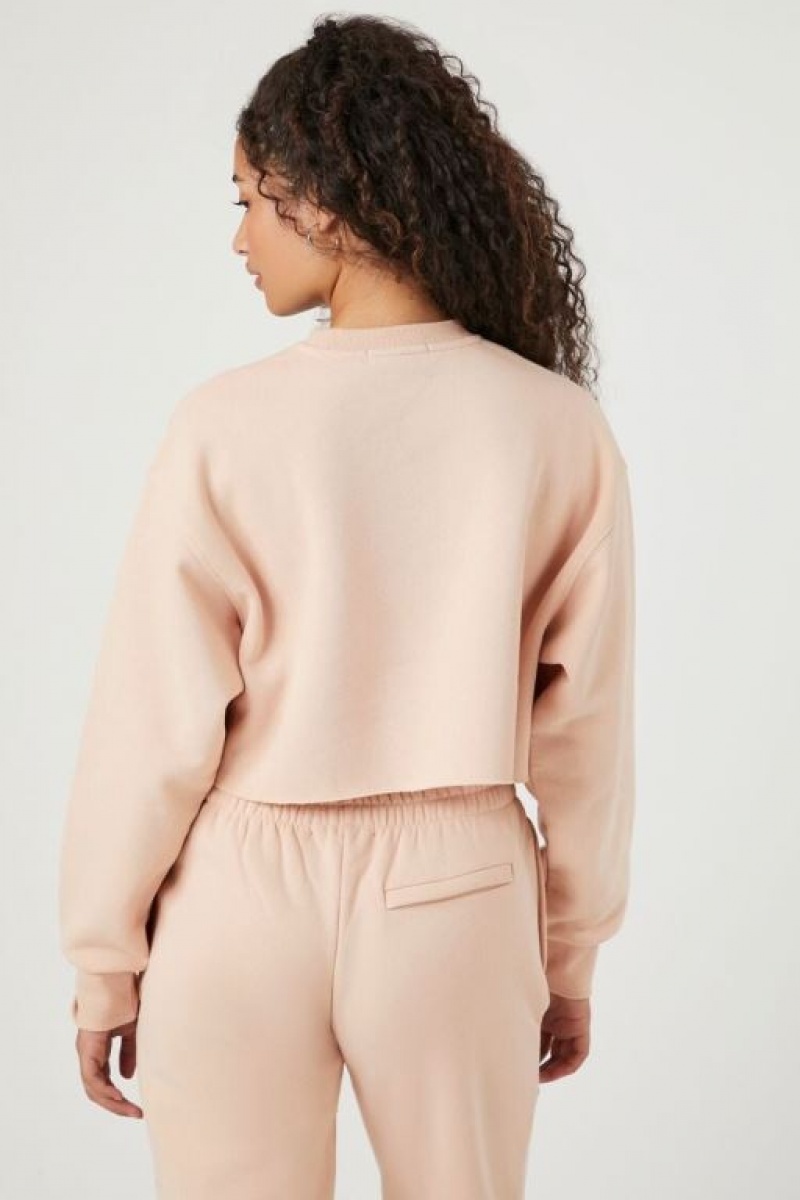 Pullover Forever 21 Cropped Fleece Mujer Marrones Claro | 0x6h2DaYitb