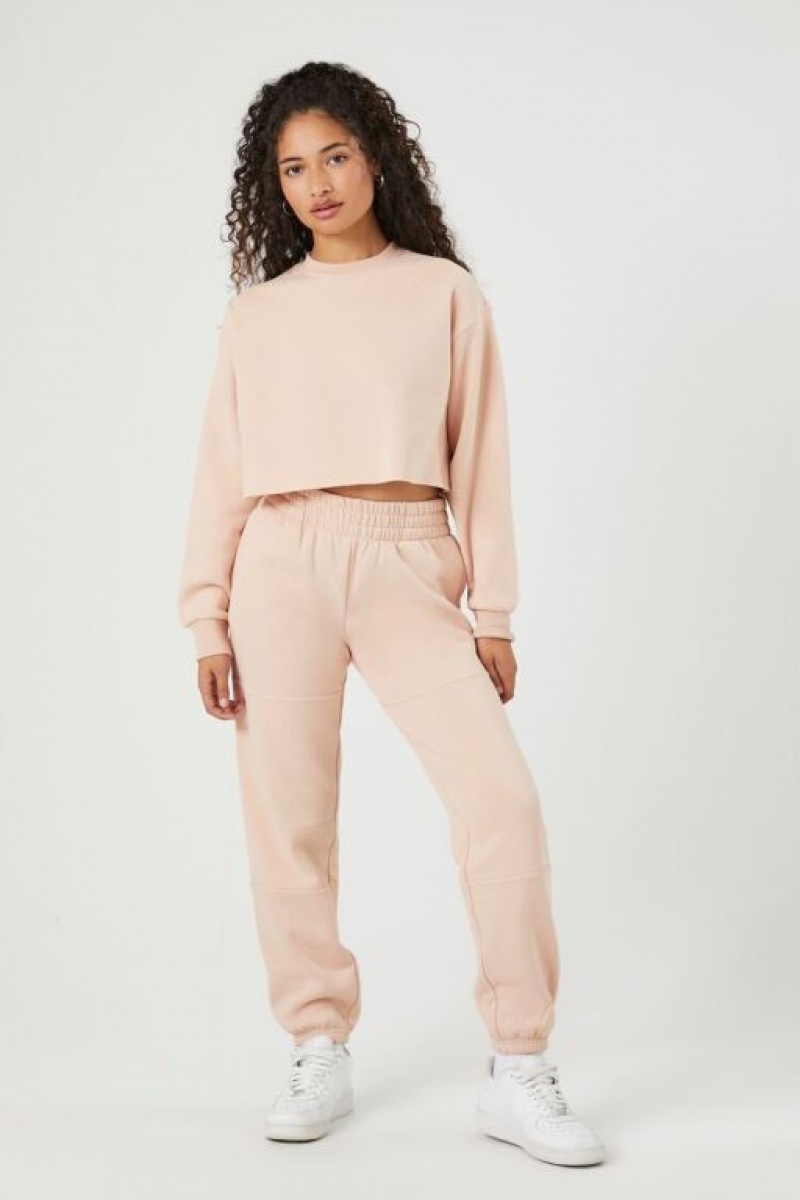 Pullover Forever 21 Cropped Fleece Mujer Marrones Claro | 0x6h2DaYitb