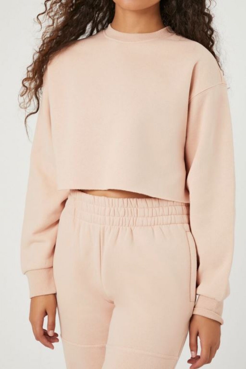 Pullover Forever 21 Cropped Fleece Mujer Marrones Claro | 0x6h2DaYitb