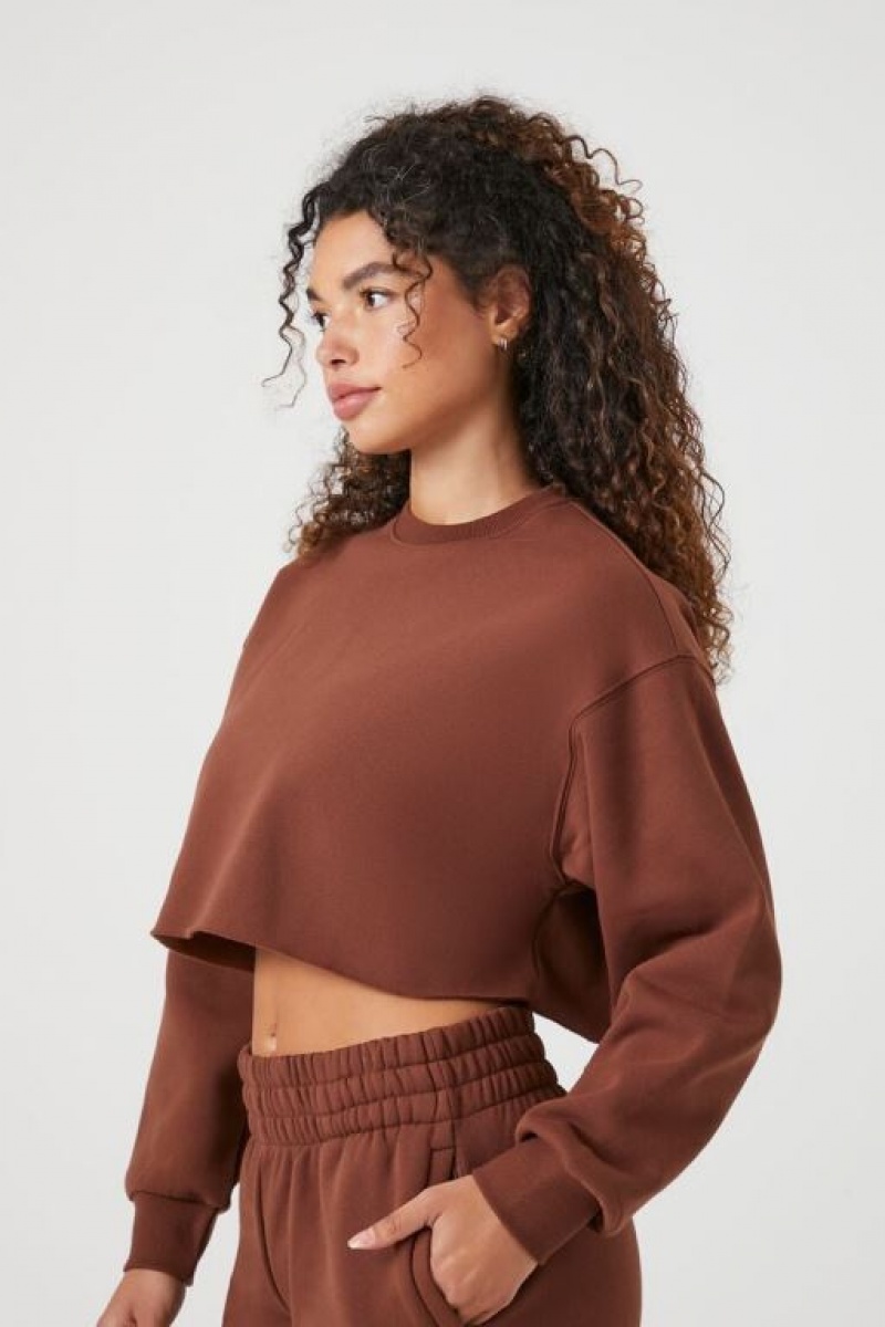 Pullover Forever 21 Cropped Fleece Mujer Cappuccino | eRF8vRtEGtm