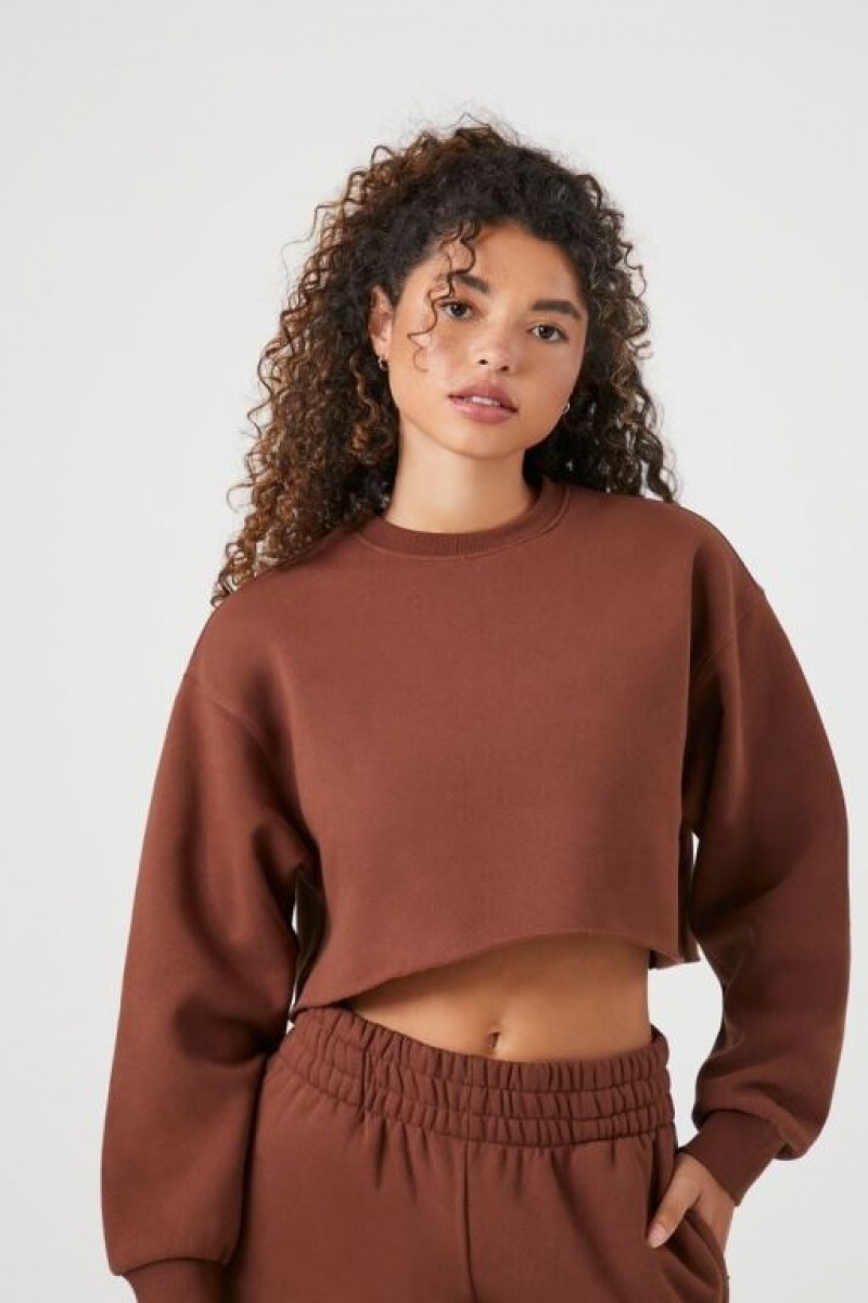 Pullover Forever 21 Cropped Fleece Mujer Cappuccino | eRF8vRtEGtm