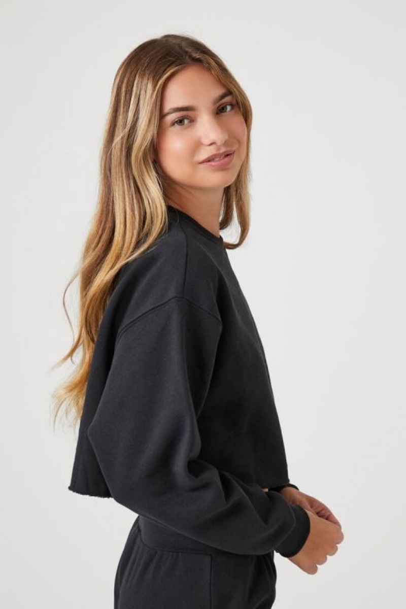 Pullover Forever 21 Cropped Fleece Mujer Negras | EnwfELZzLKT