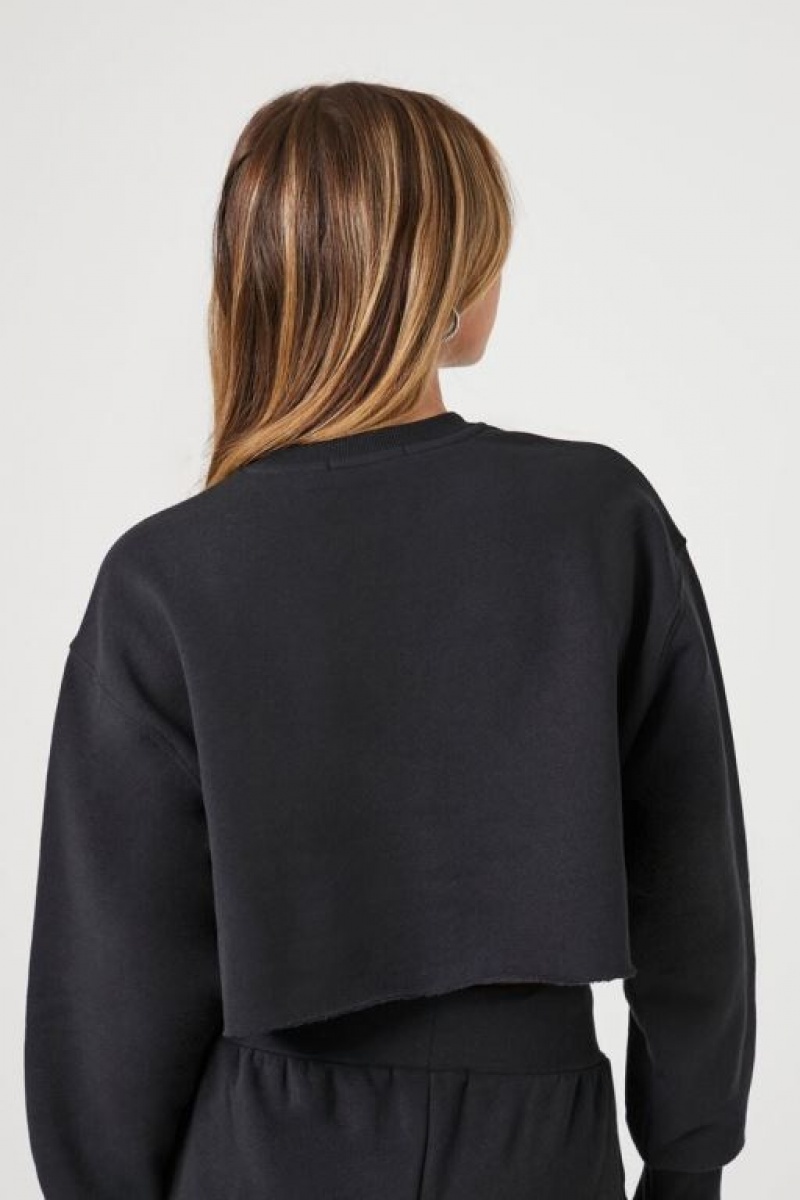 Pullover Forever 21 Cropped Fleece Mujer Negras | EnwfELZzLKT