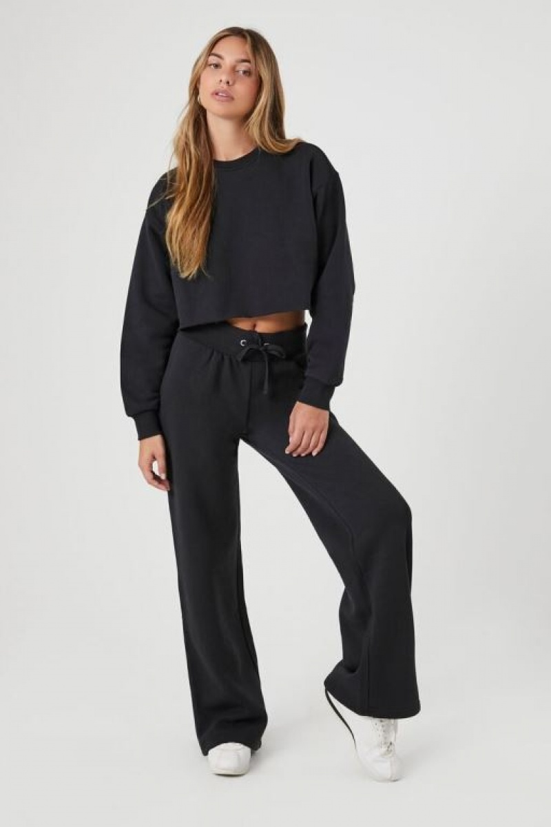 Pullover Forever 21 Cropped Fleece Mujer Negras | EnwfELZzLKT