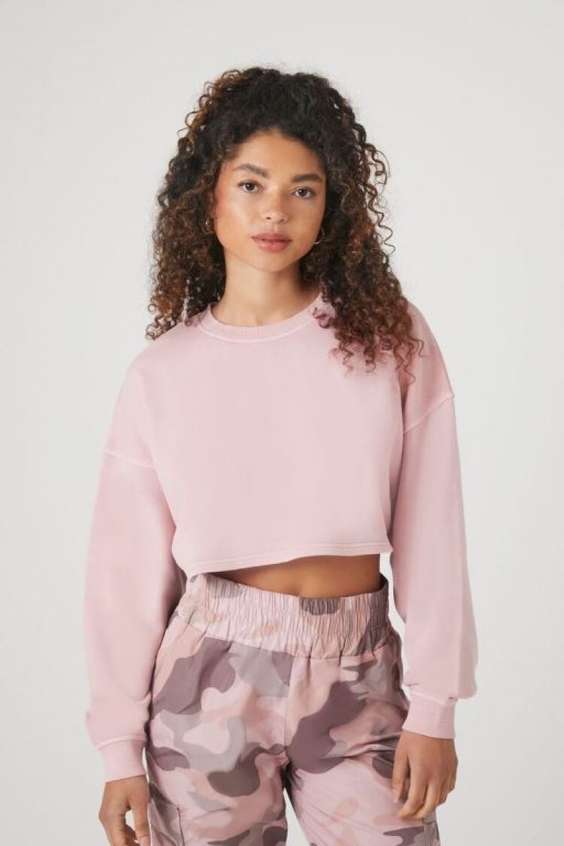 Pullover Forever 21 Cropped French Terry Mujer Moradas | 62ZZxaHaONe