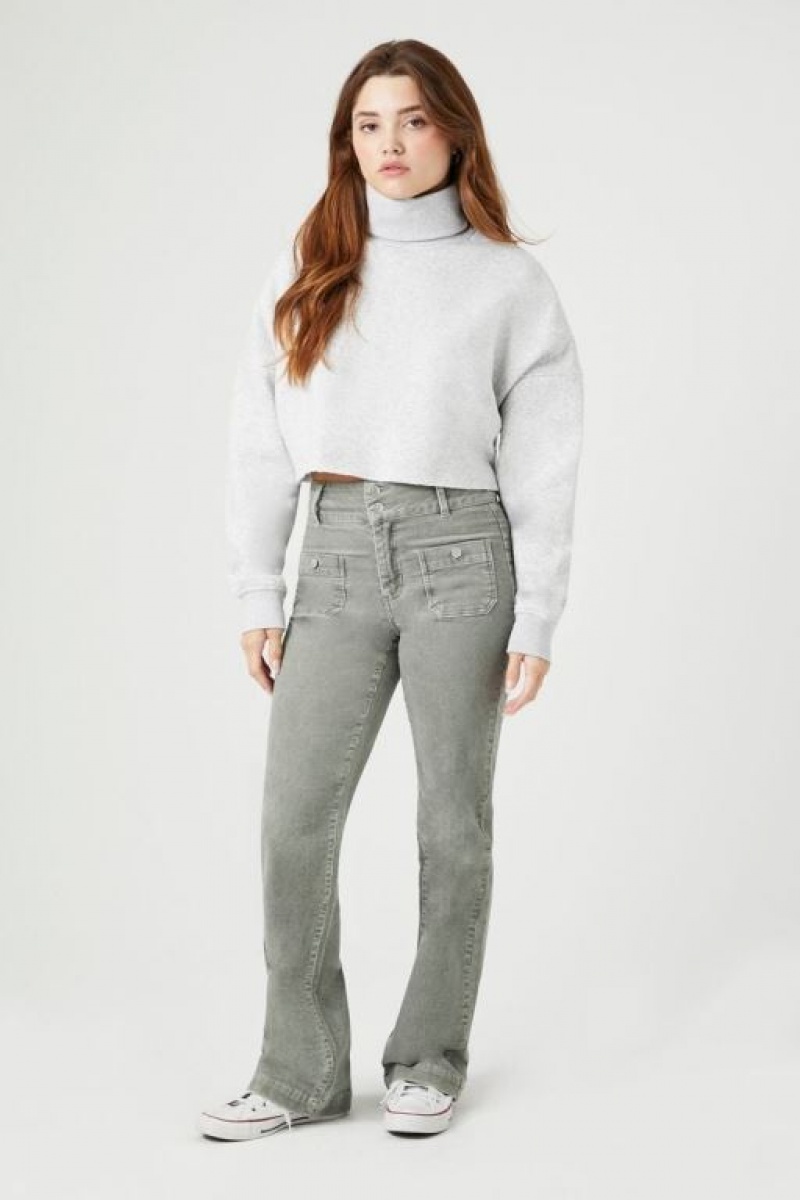 Pullover Forever 21 Cropped Turtleneck Mujer Gris | LsdXBlDJRC3