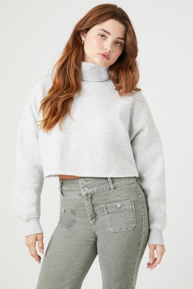 Pullover Forever 21 Cropped Turtleneck Mujer Gris | LsdXBlDJRC3