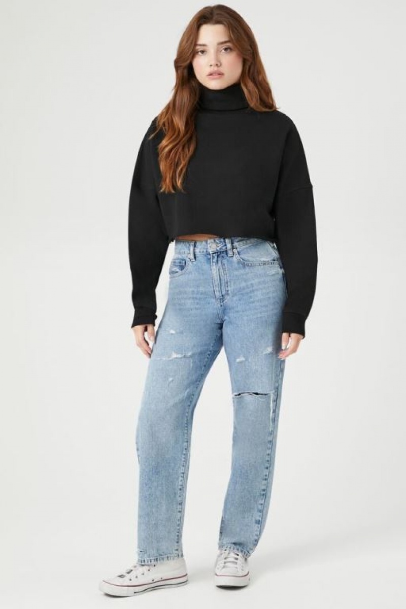 Pullover Forever 21 Cropped Turtleneck Mujer Negras | yPGzdioSmzi