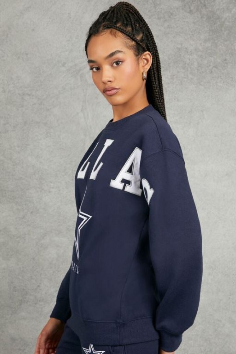 Pullover Forever 21 Dallas Cowboys Estampadas Mujer Azul Marino Blancas | P0jZBZbjovC